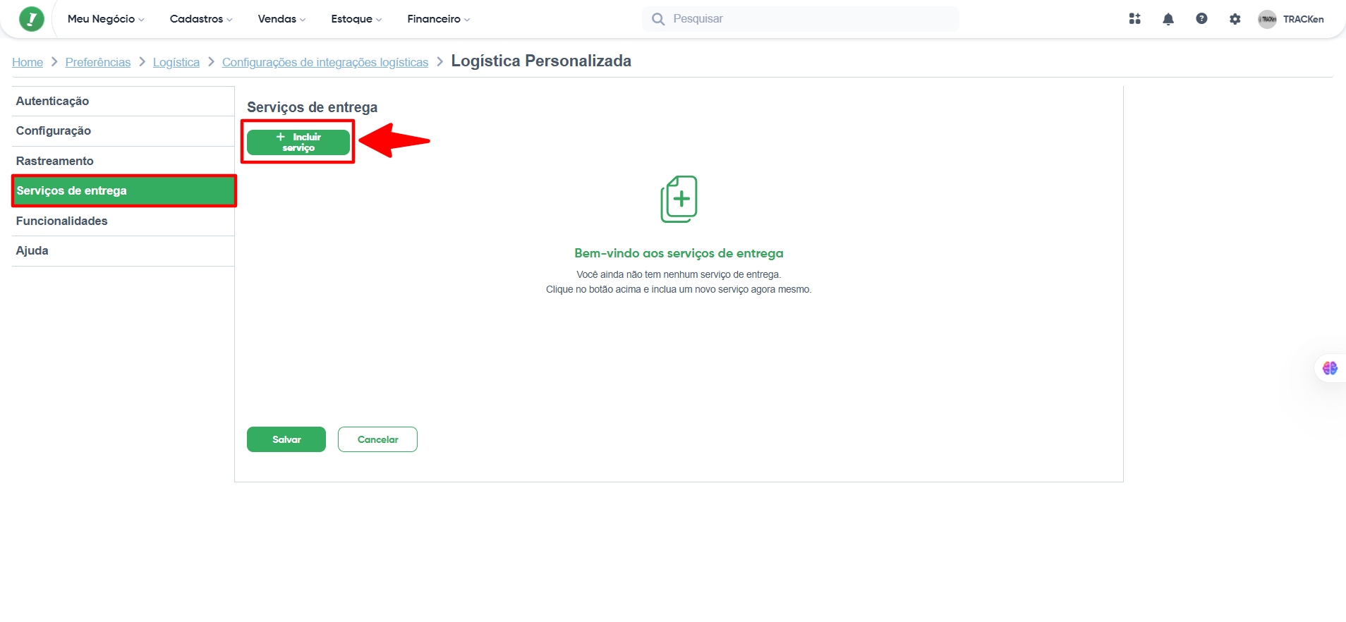 Incluindo serviço de entrega