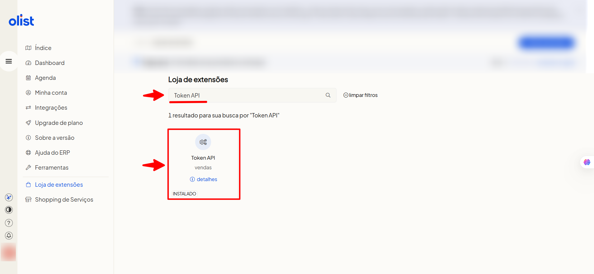 Instalando extensão Token API