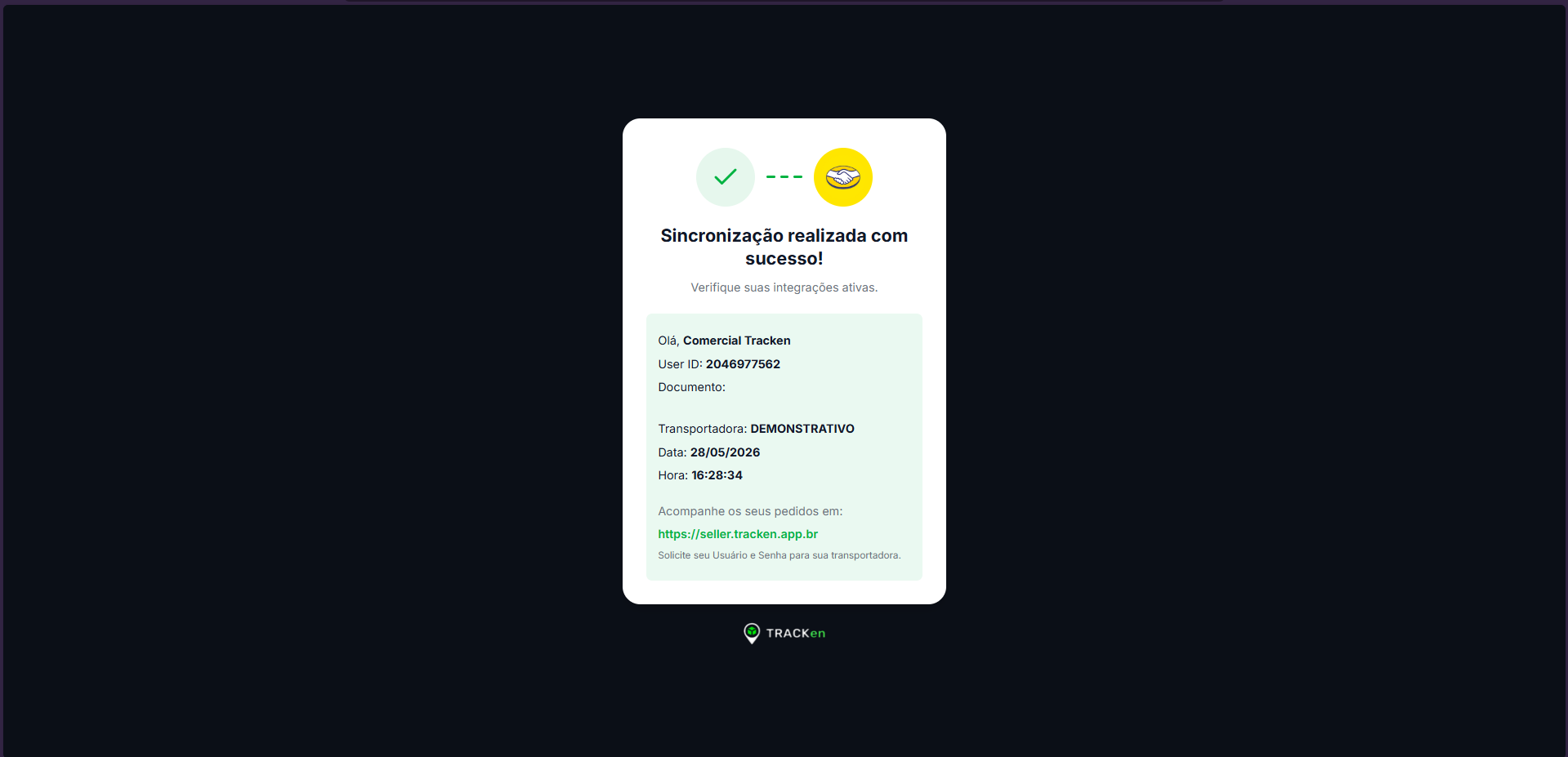 Sincronização realizada com sucesso