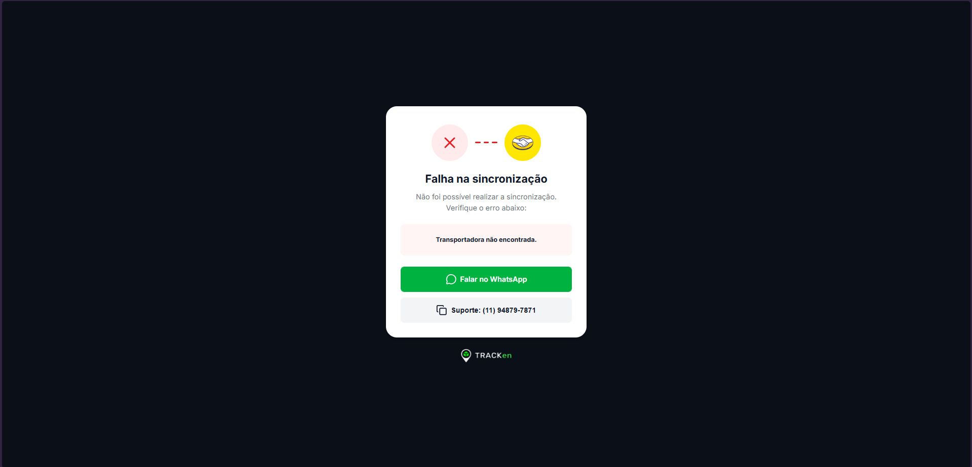 Erro: Transportadora não encontrada