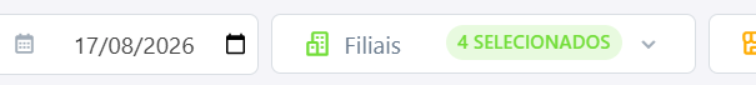 Filtros de data, filiais e marketplaces no topo do Painel Principal