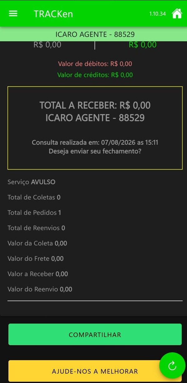 Tela principal com informações dos ganhos